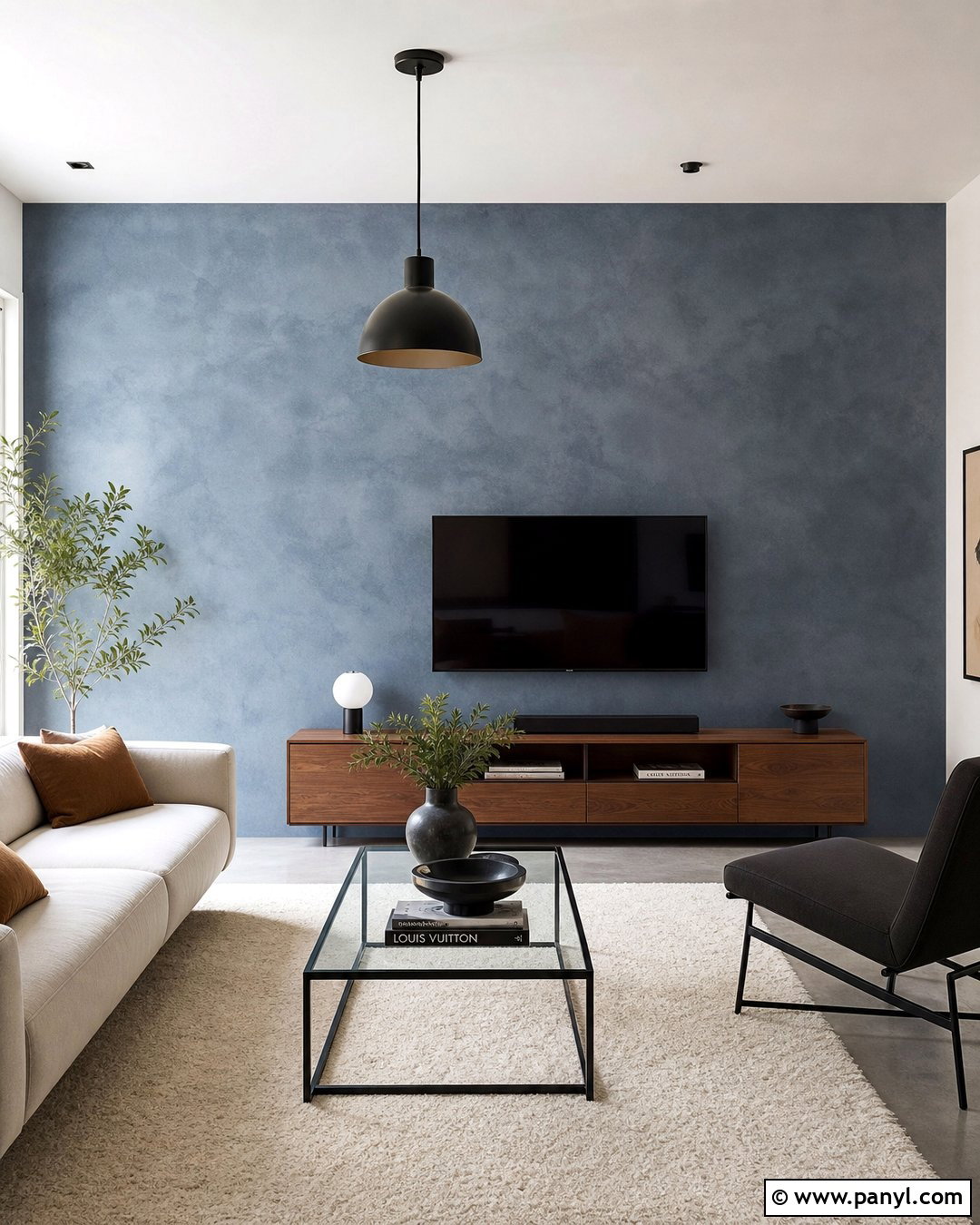 Blue Concrete Effect Feature Wall - 35 blue feature wall ideas