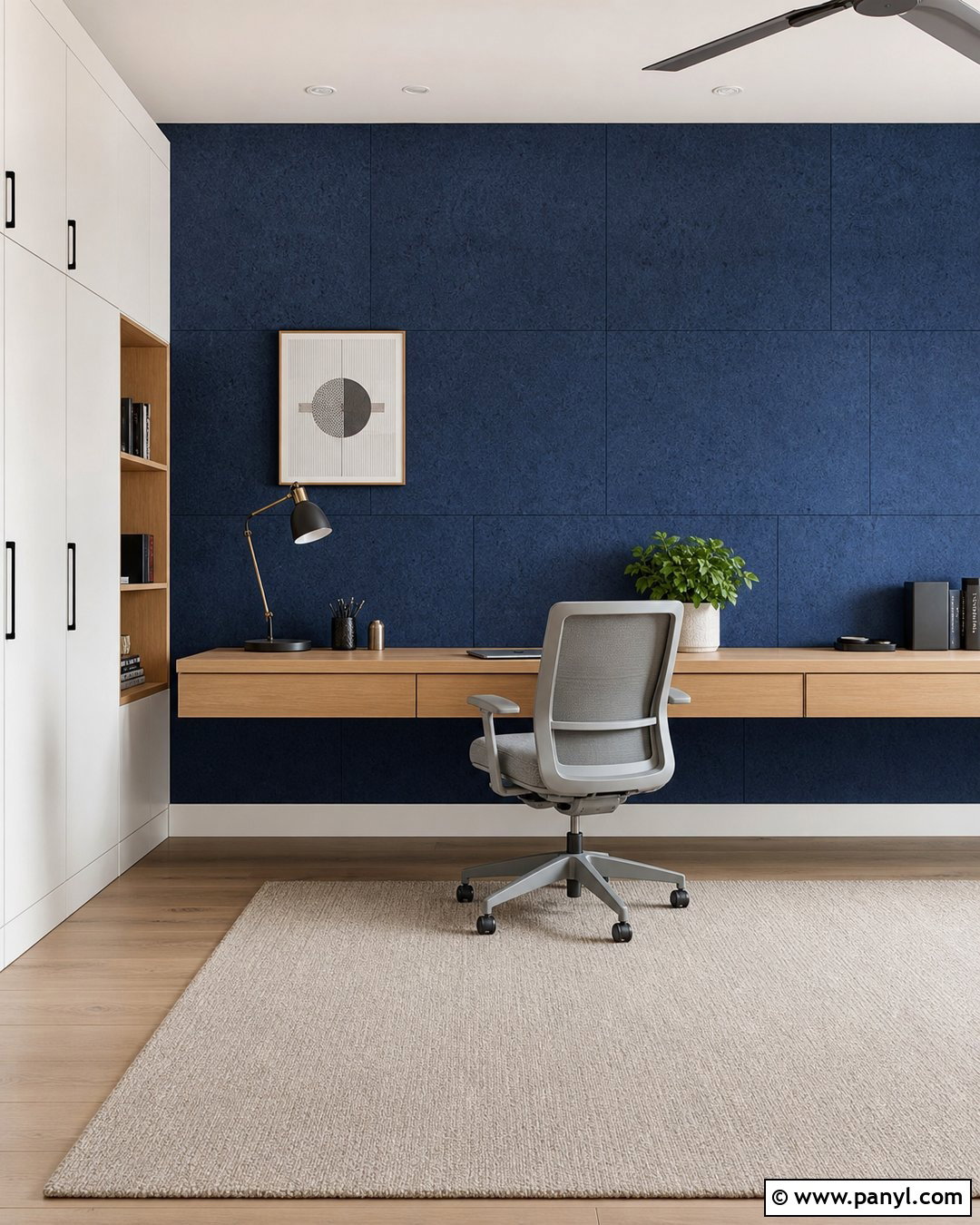 Blue Cork Wall Home Office - 25 Textured Blue Wall Ideas