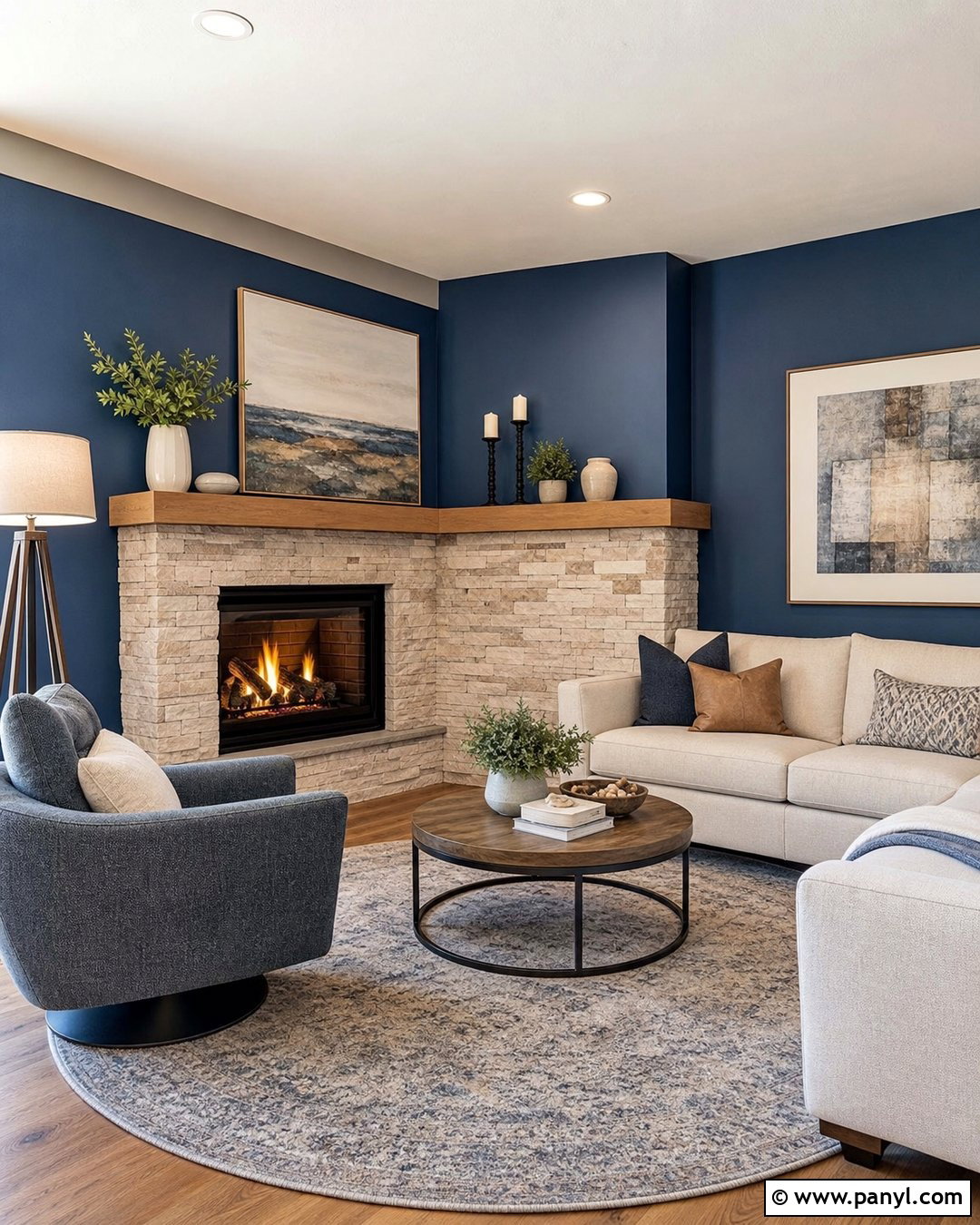 Blue Corner Fireplace Wall - 30 blue fireplace wall ideas