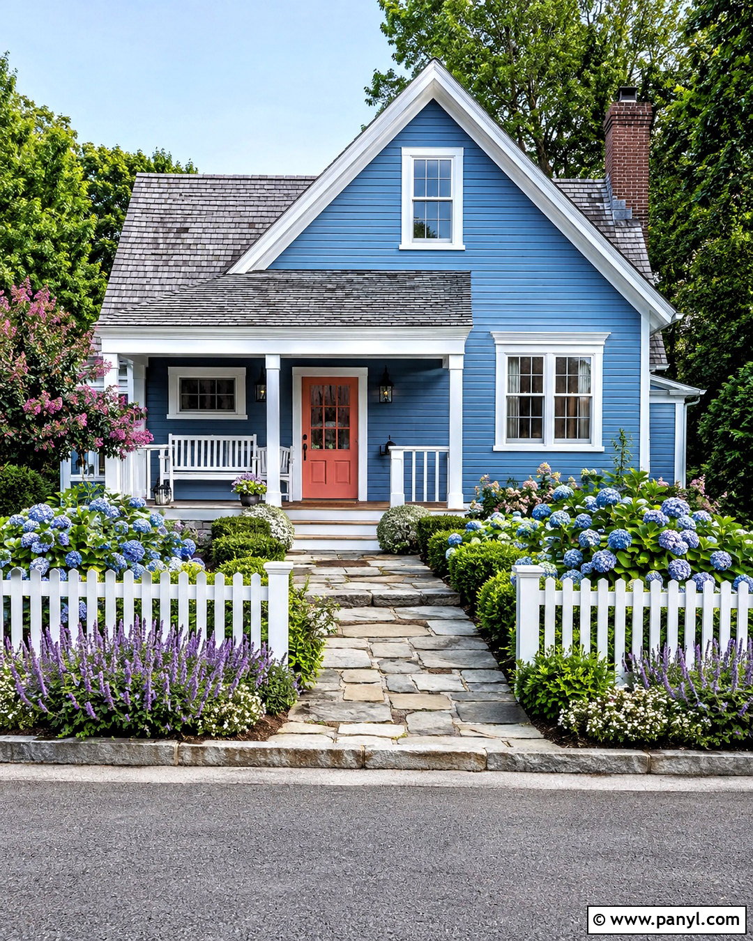 Blue Cottage House With White Picket Fence - 20 blue house white trim ideas