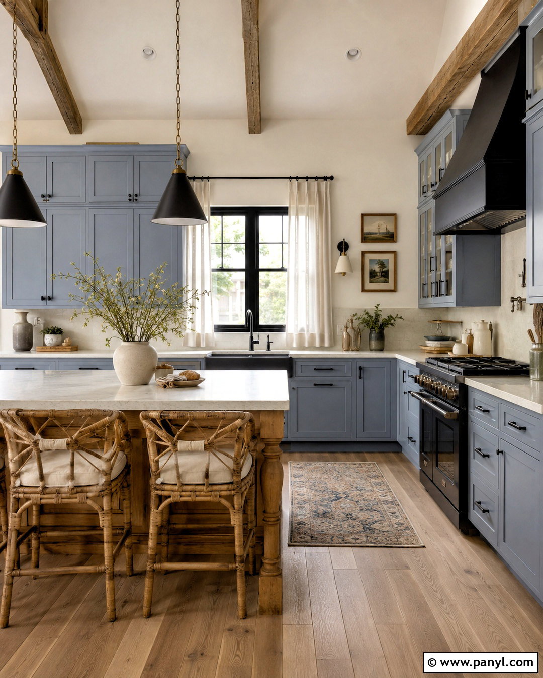 Blue Cottage Kitchen With Black Accents - 20 blue cottage kitchen ideas