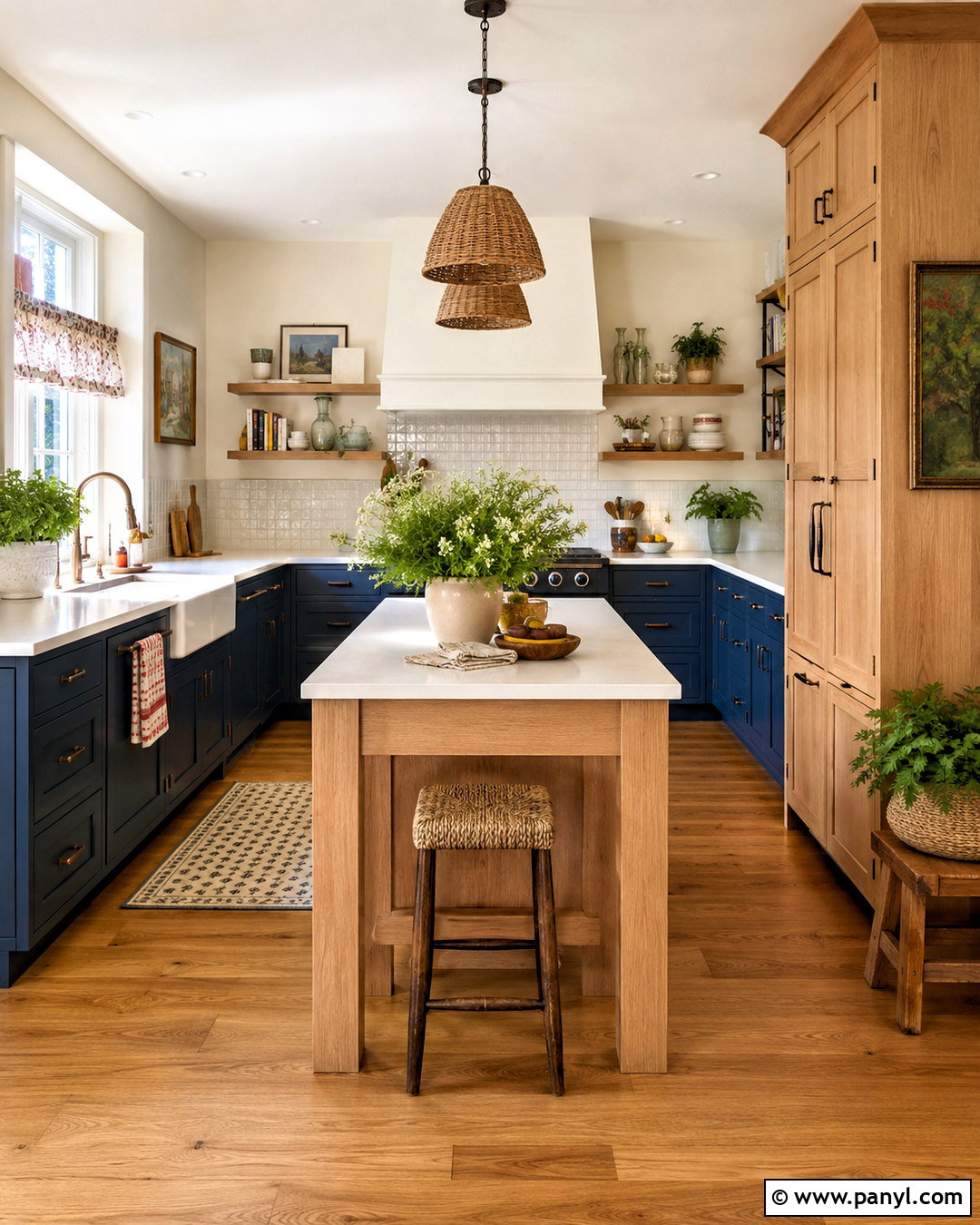 Blue Cottage Kitchen With Natural Wood Cabinets - 20 blue cottage kitchen ideas