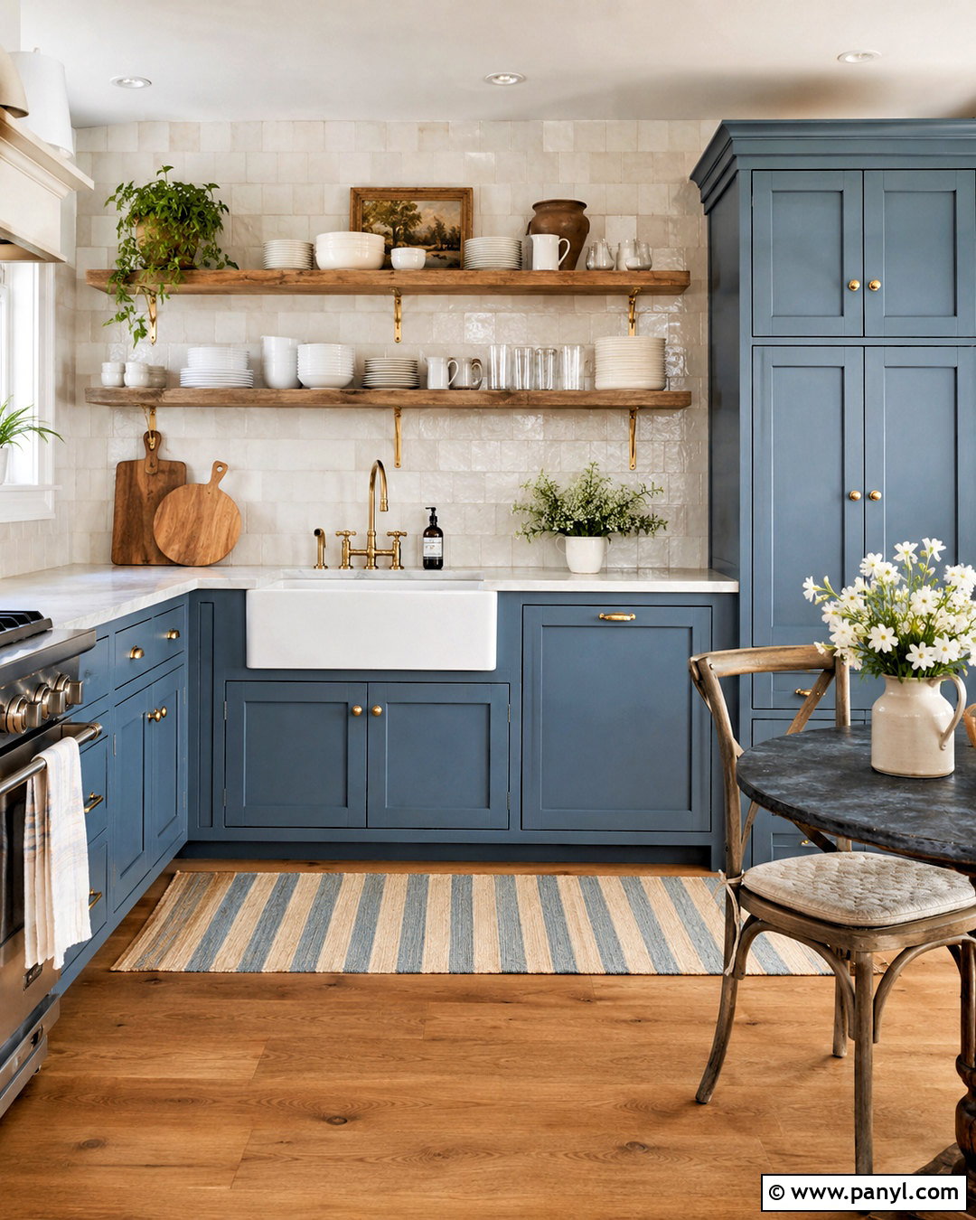 Blue Cottage Kitchen With Open Shelves - 20 blue cottage kitchen ideas