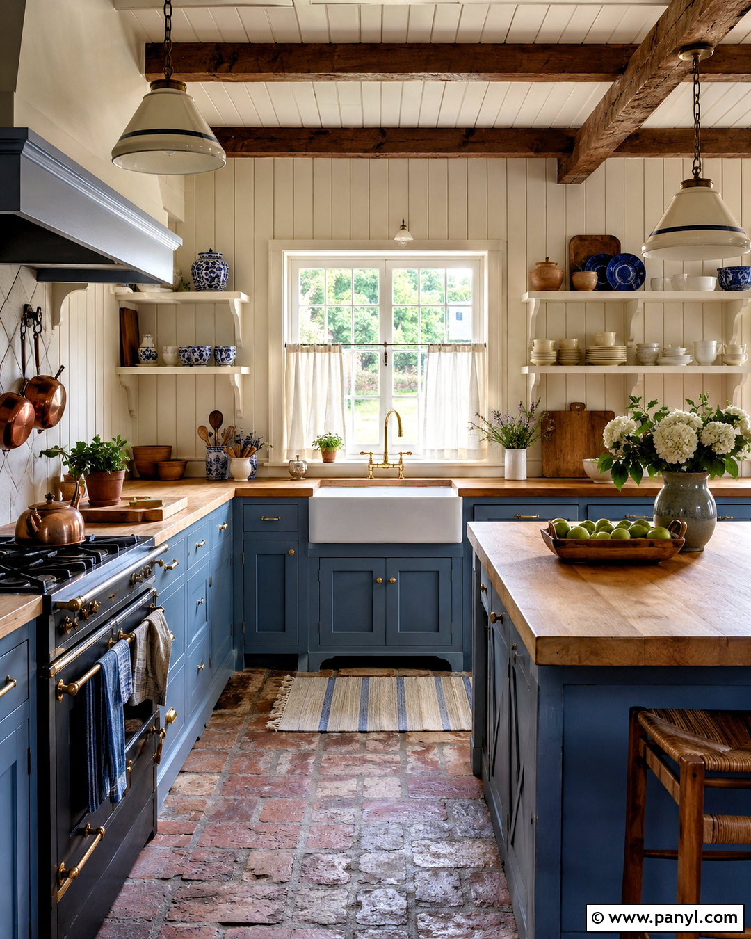 Blue Cottage Kitchen With Wood Countertops - 20 blue cottage kitchen ideas