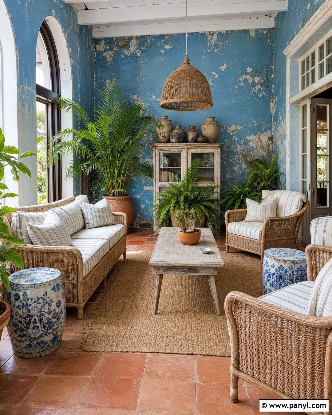 Blue Decayed Sunroom - 20 Blue Wall Decayed Room Ideas