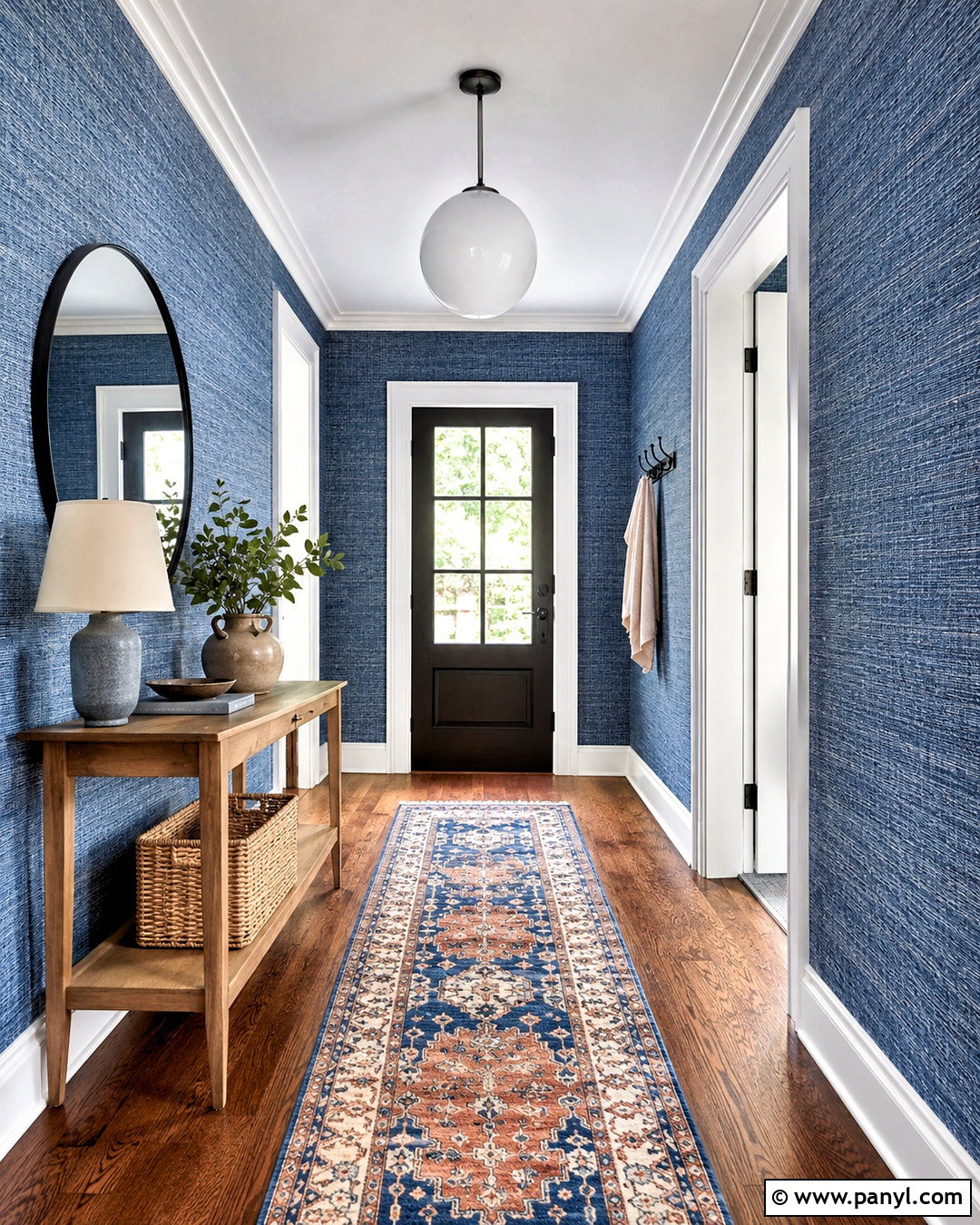 Blue Denim Grasscloth Wallpaper Entryway - 20 blue denim wallpaper ideas
