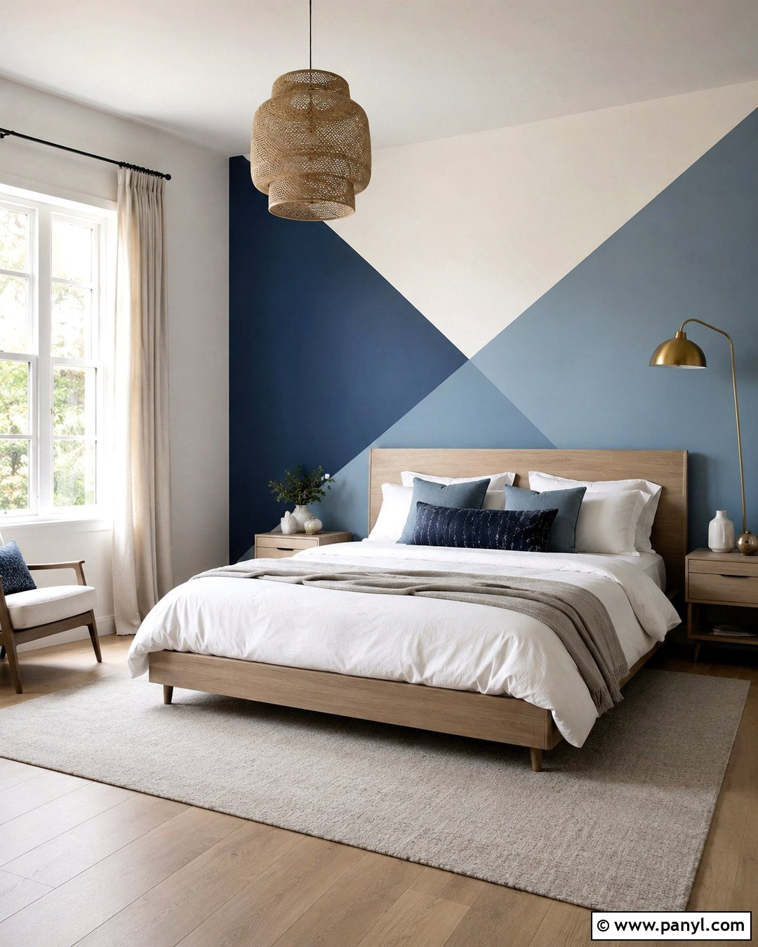 Blue Diagonal Geometric Wall - 20 Modern Geometric Wall Paint Ideas