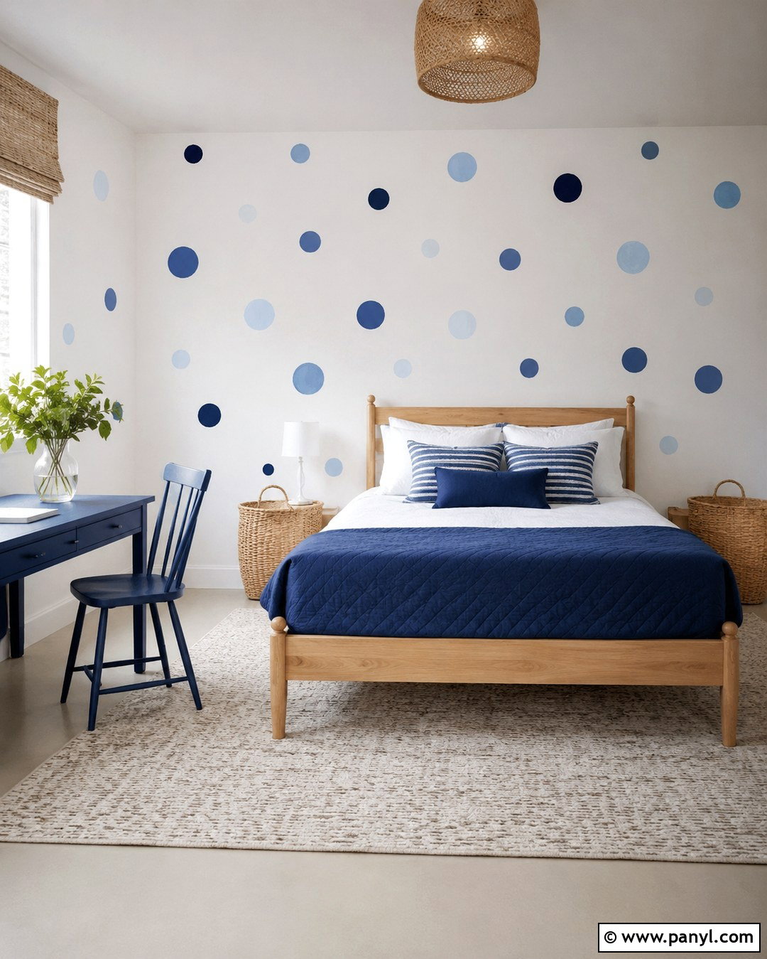 Blue Dot Bedroom Wall - 20 Painting Dots On Walls