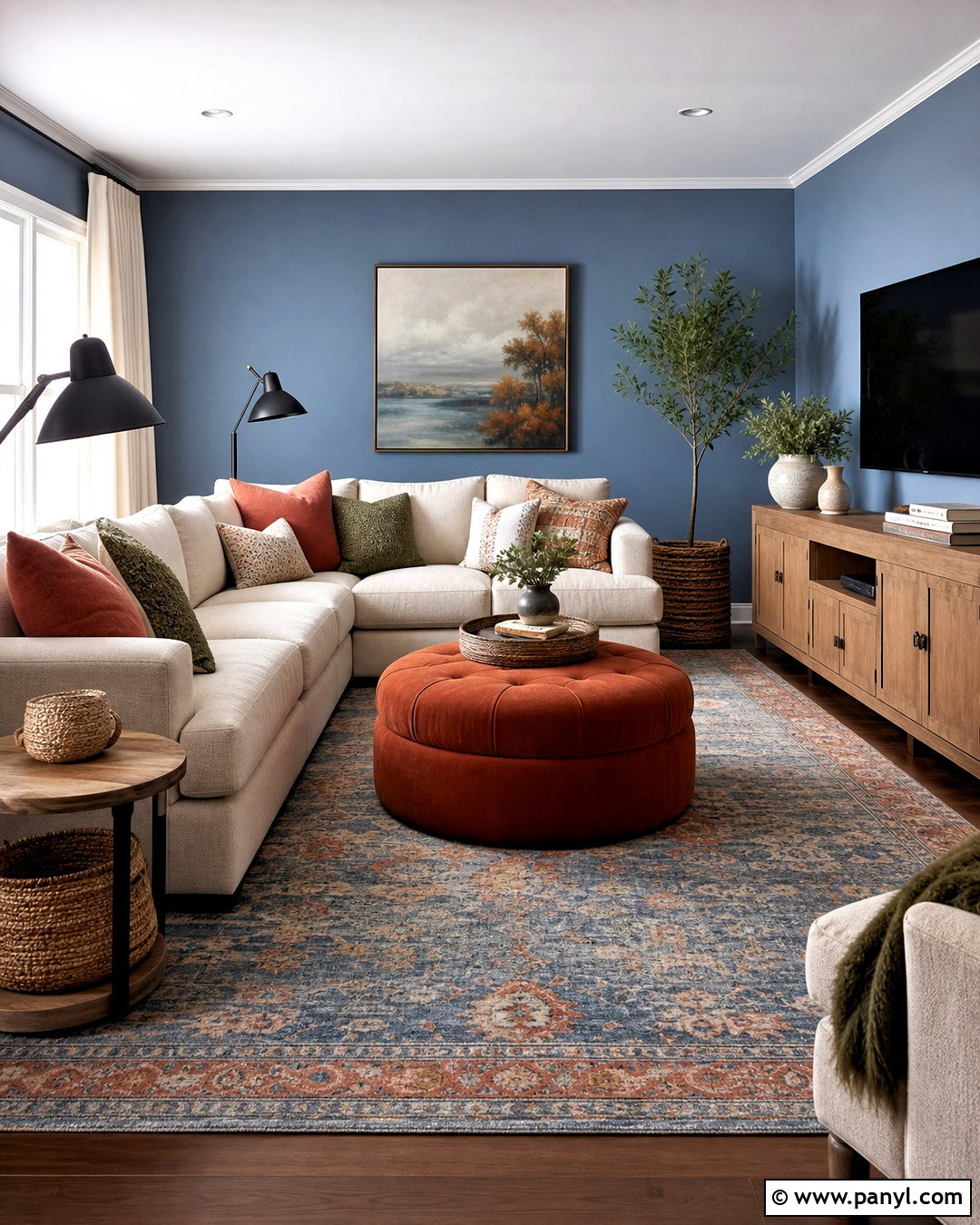 Blue Family Room With Terracotta Accents - 20 blue color room ideas