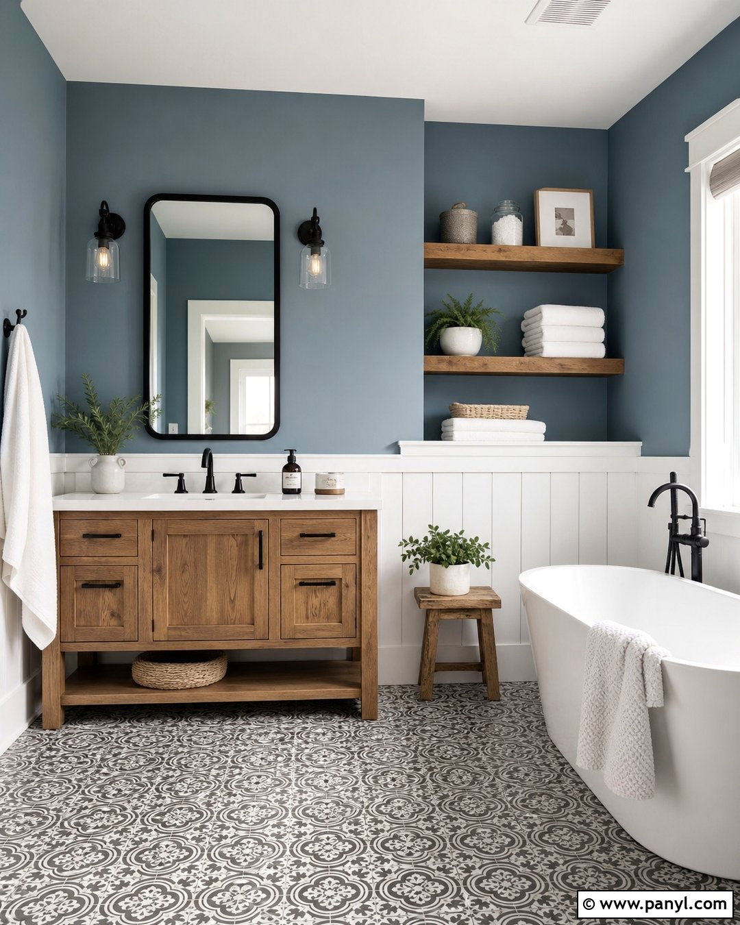 Blue Farmhouse Bathroom Walls - 35 Blue Bathroom Walls