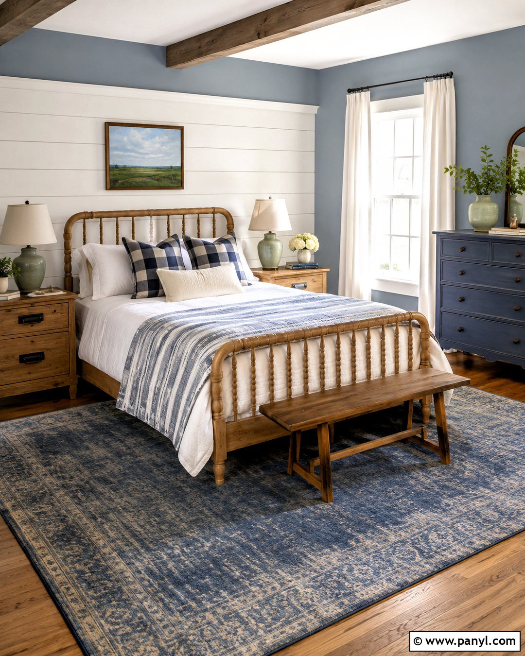 Blue Farmhouse Bedroom - 20 blue color bedroom ideas