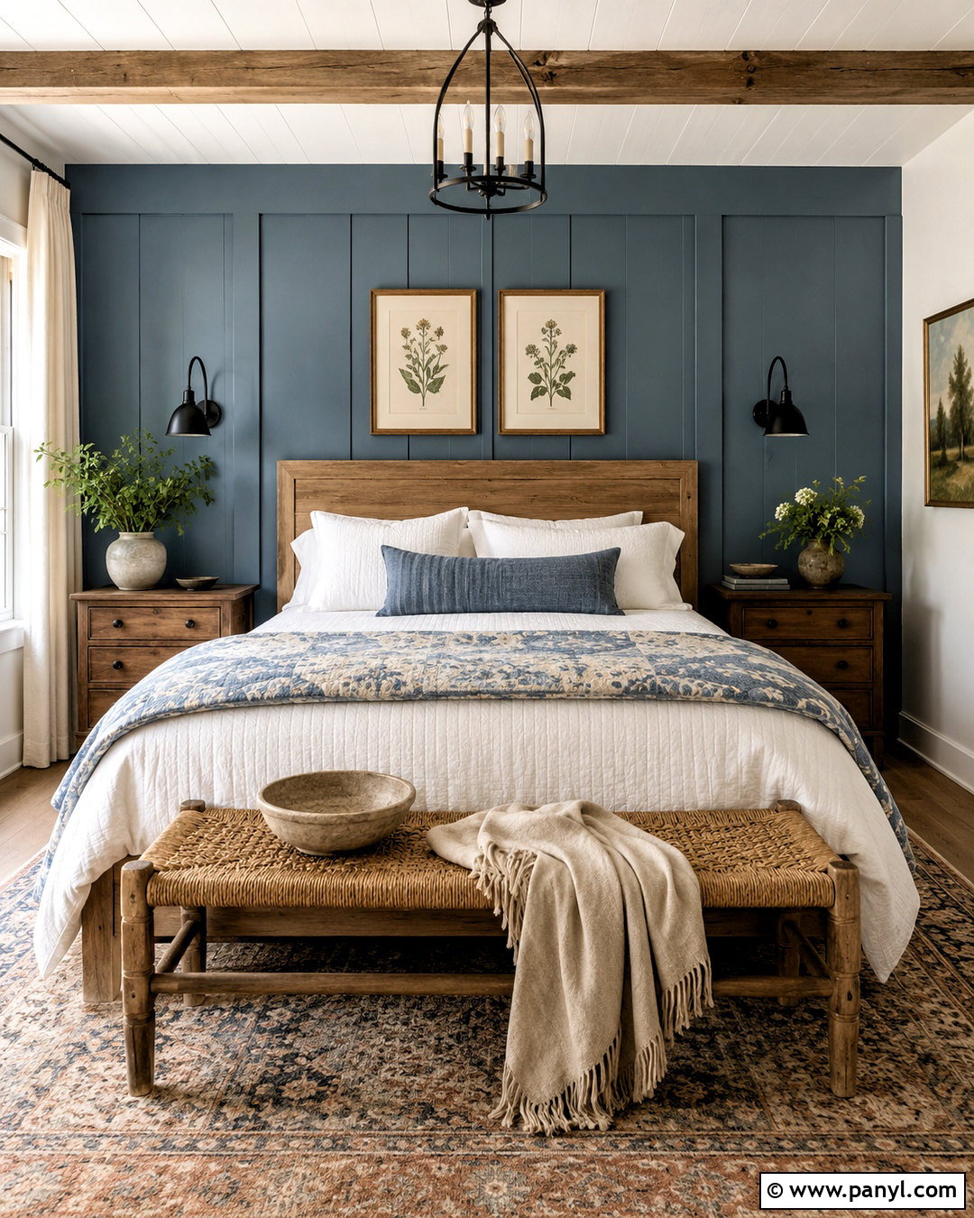 Blue Farmhouse Bedroom Accent Wall - 40 Blue Accent Wall Ideas
