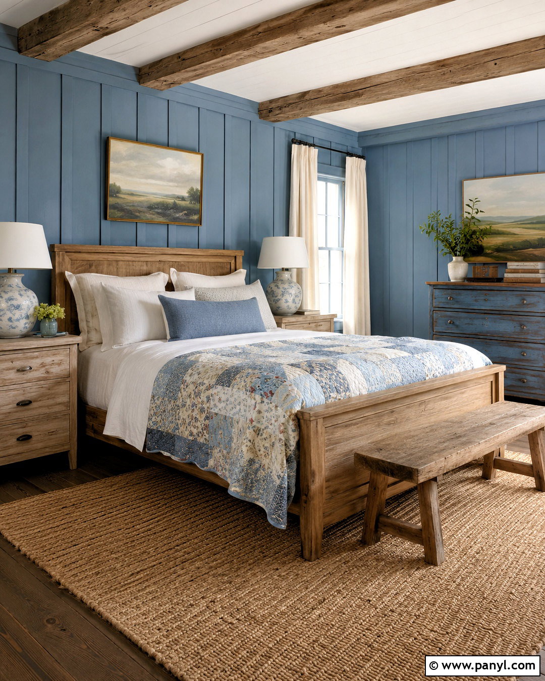 Blue Farmhouse Bedroom - 20 blue bedroom design ideas