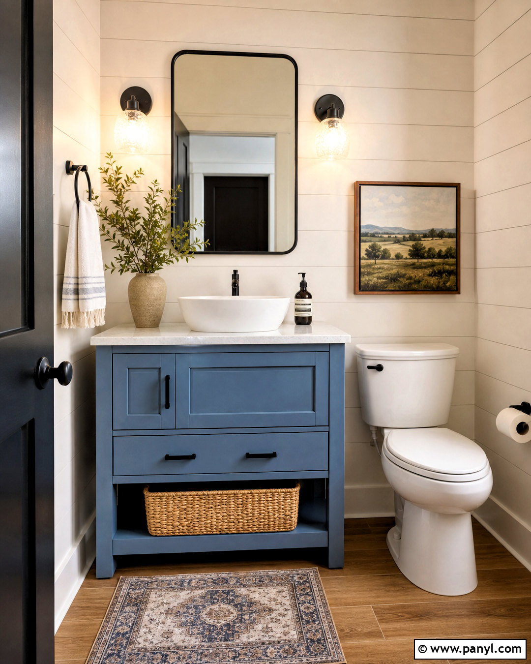 Blue Farmhouse Half Bathroom - 20 blue half bathroom ideas