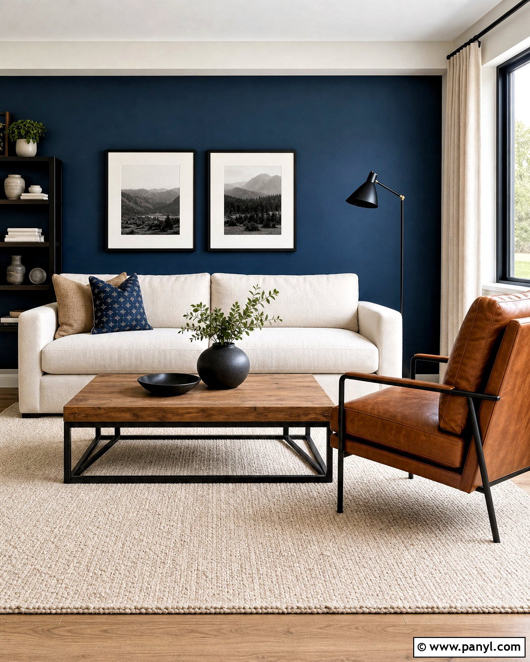 Blue Feature Wall With Black Accents - 20 blue feature wall living room ideas