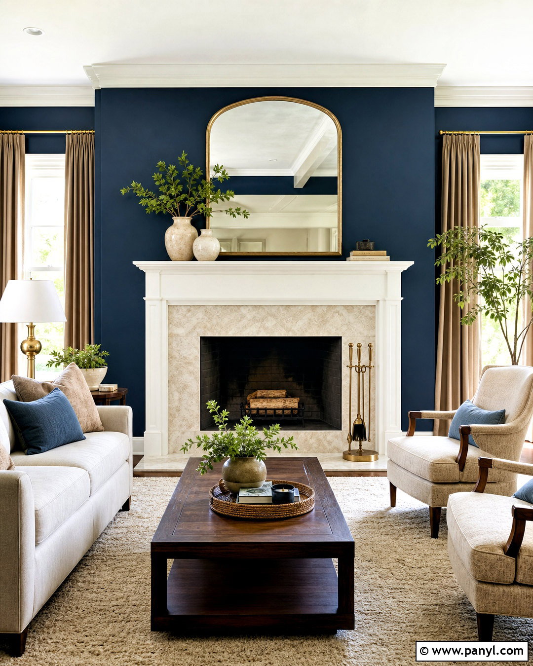 Blue Feature Wall With Fireplace - 20 blue feature wall living room ideas