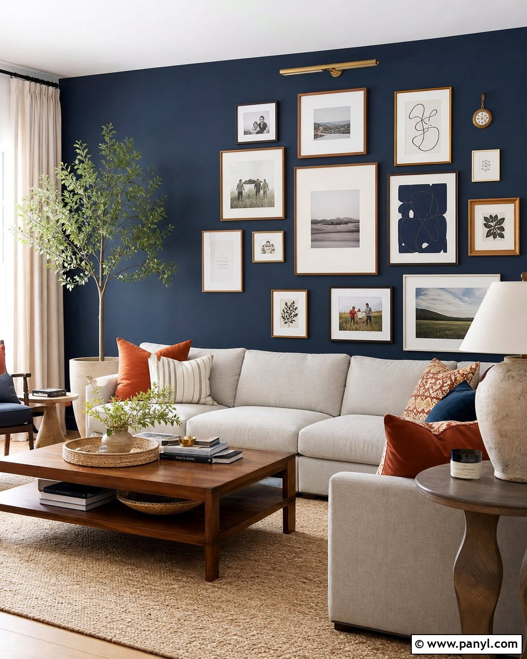 Blue Feature Wall With Gallery Frames - 35 blue feature wall ideas