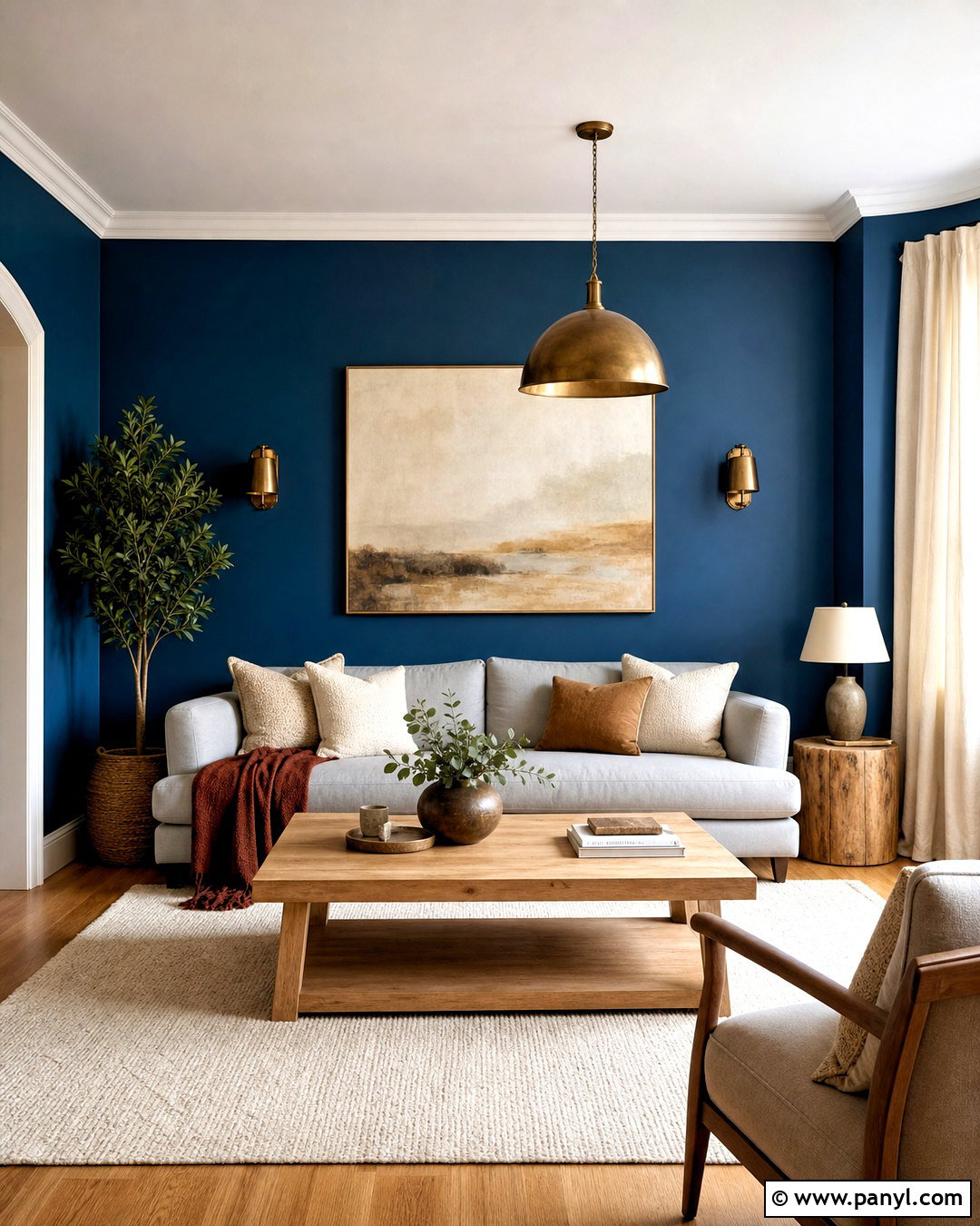 Blue Feature Wall With Gray Sofa - 20 blue feature wall living room ideas