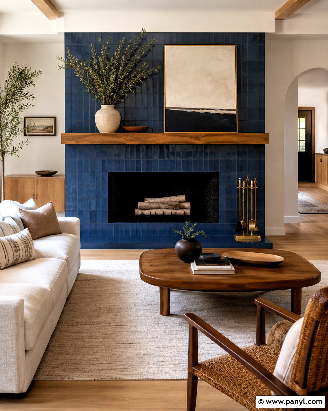 Blue Fireplace Tile Accent Wall - 40 Blue Accent Wall Ideas