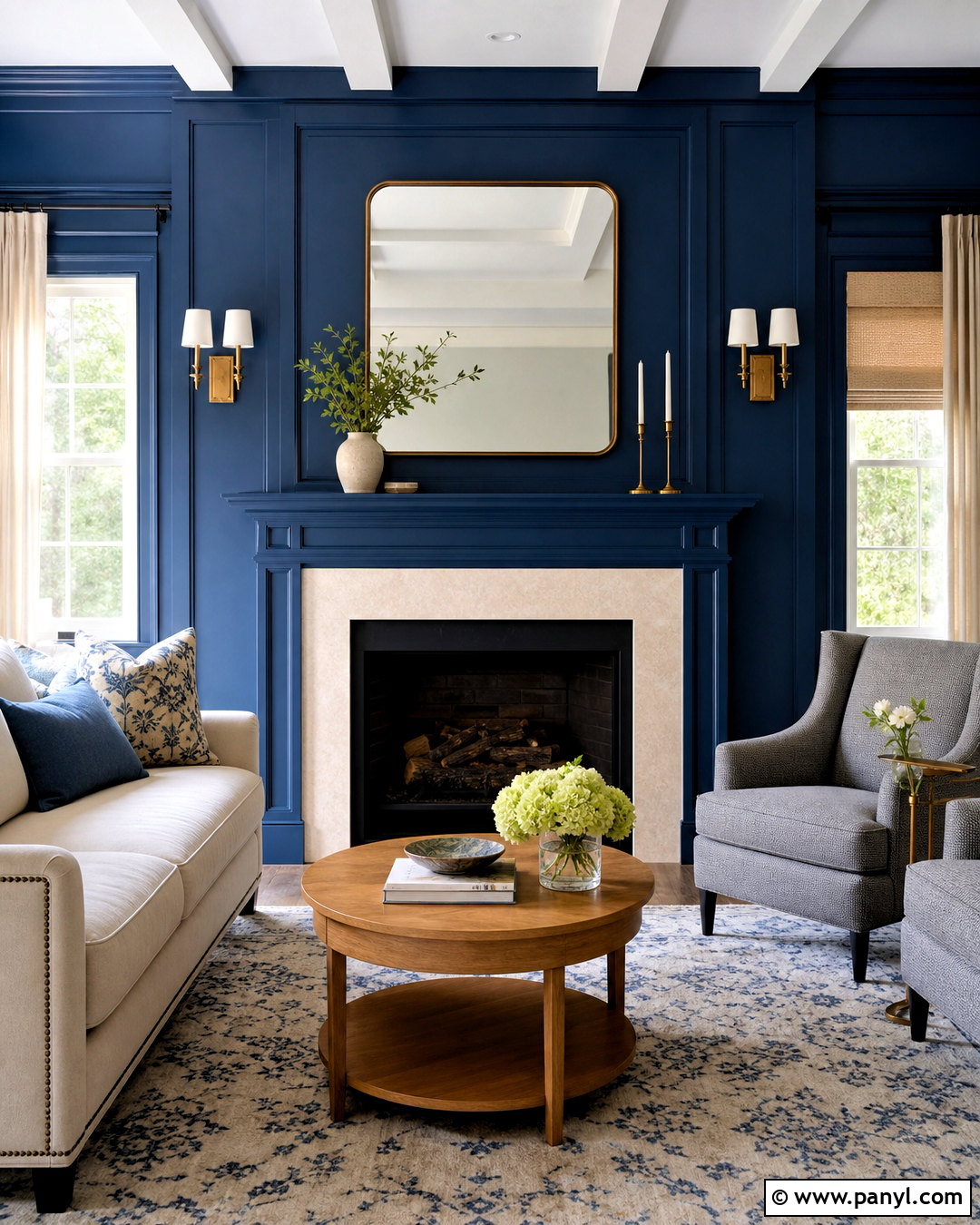 Blue Fireplace Wall - 20 blue wall painting ideas