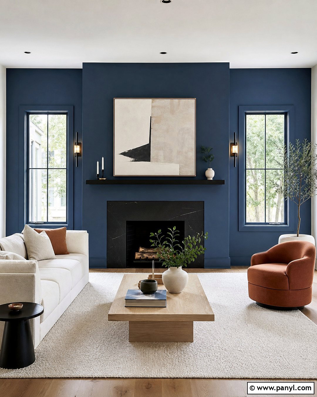Blue Fireplace Wall With Black Surround - 30 blue fireplace wall ideas