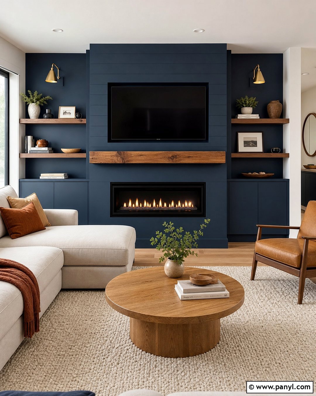 Blue Fireplace Wall With TV - 30 blue fireplace wall ideas