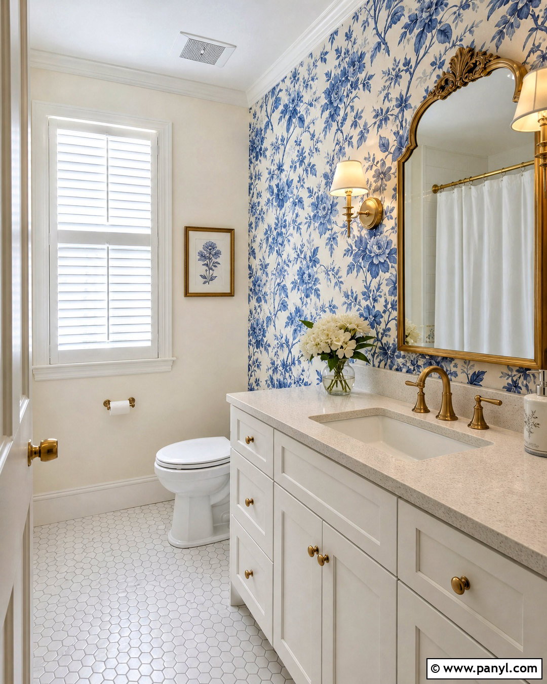 Blue Floral Bathroom Accent Wall - 20 blue accent wall bathroom ideas