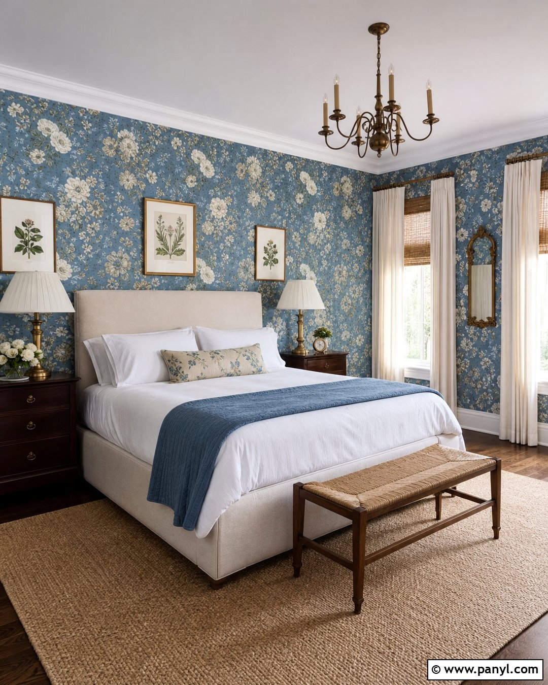 Blue Floral Bedroom Walls - 50 blue walls