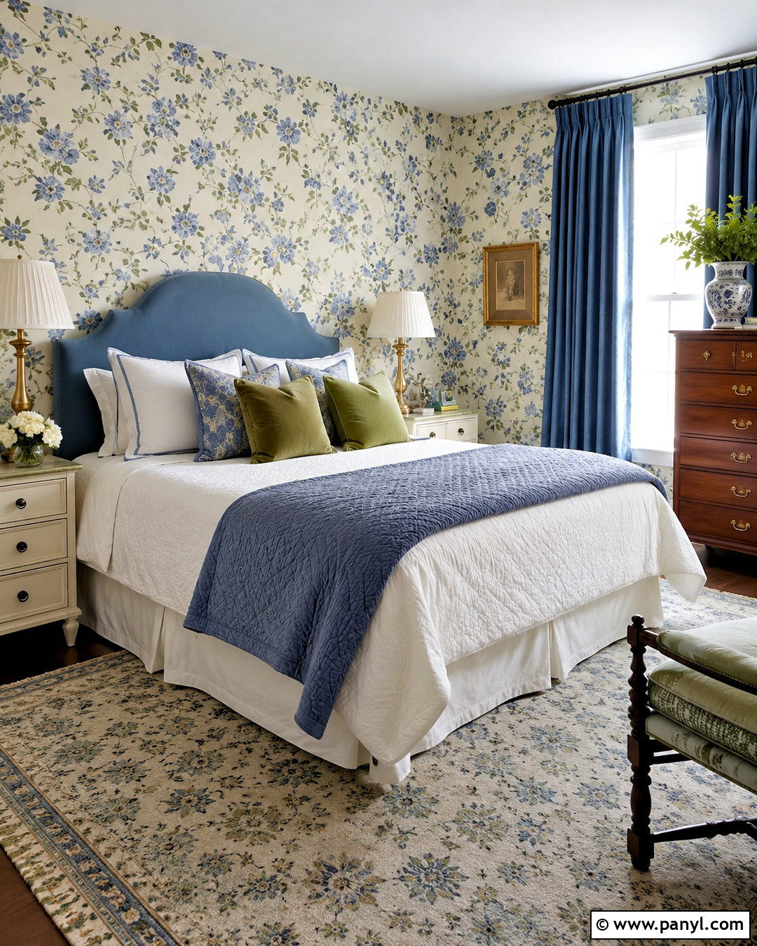 Blue Floral Wallpaper Bedroom - 20 blue colour bedroom ideas