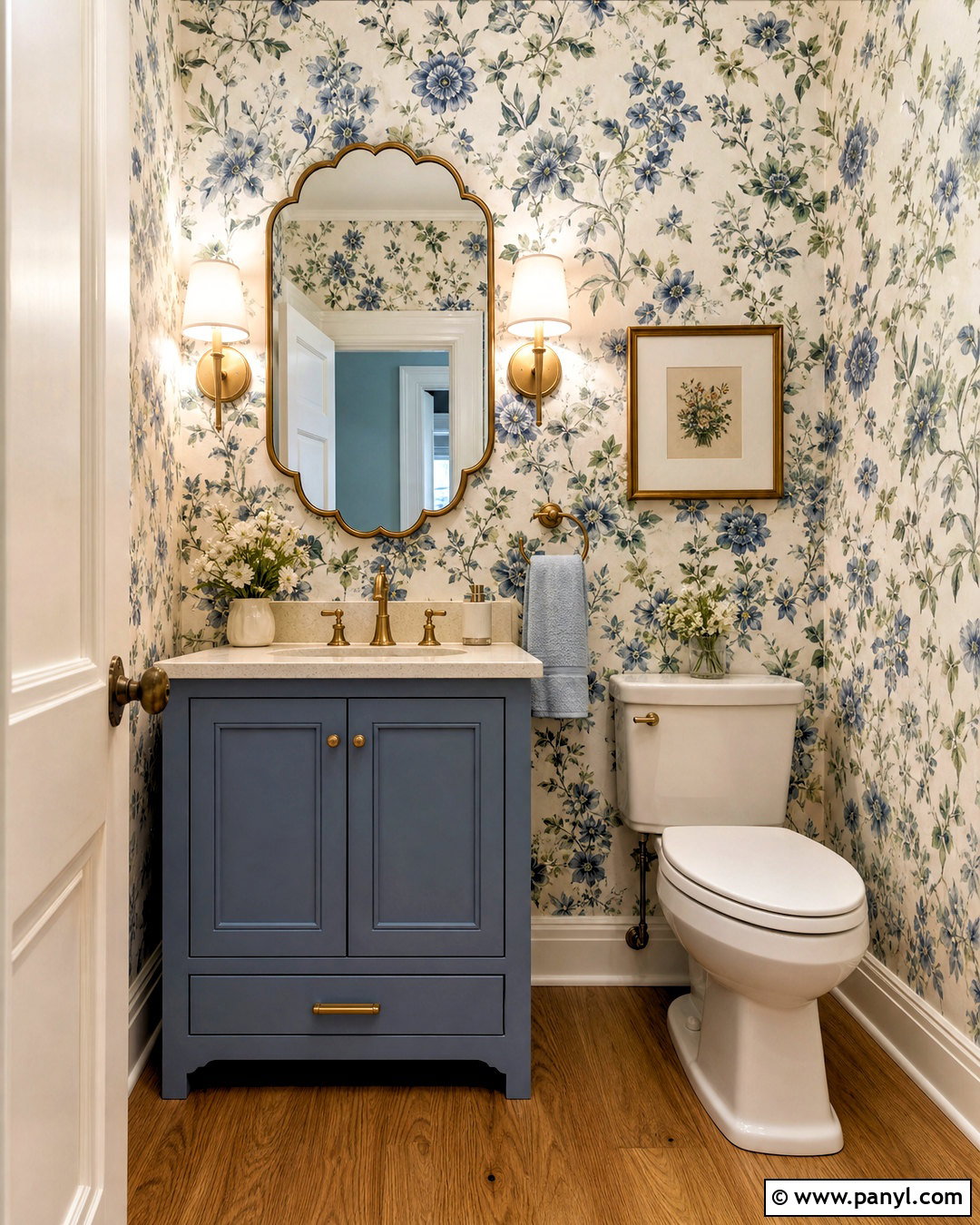 Blue Floral Wallpaper Half Bathroom - 20 blue half bathroom ideas