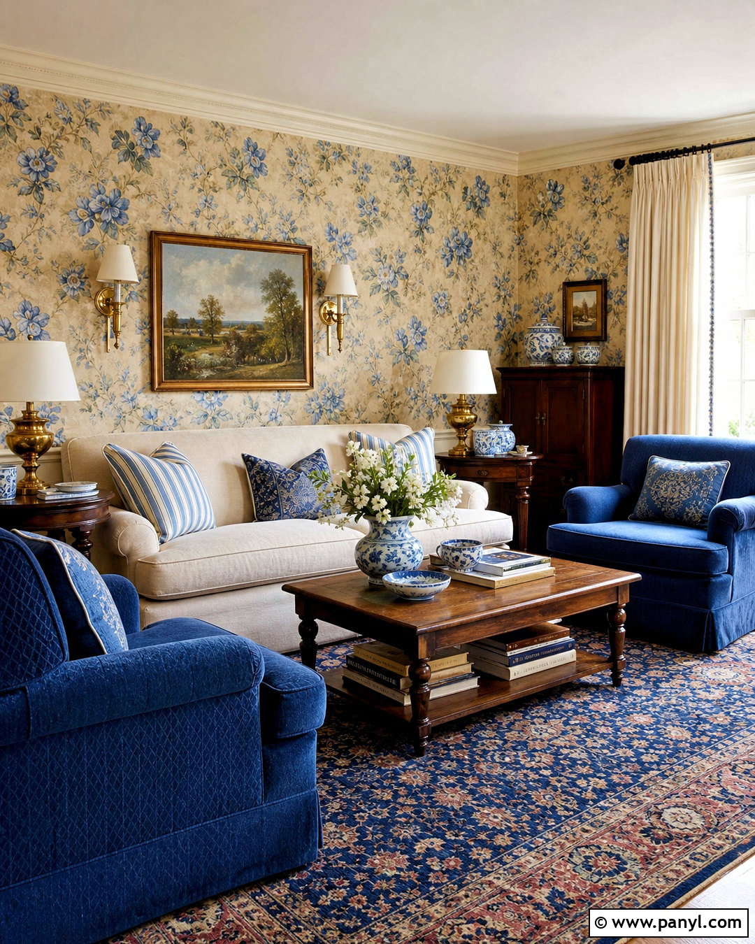 Blue Floral Wallpaper Living Room - 20 wallpaper backgrounds living room ideas