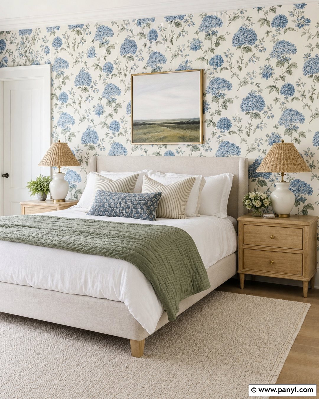 Blue Floral Wallpaper Wall - 30 blue wall interior ideas