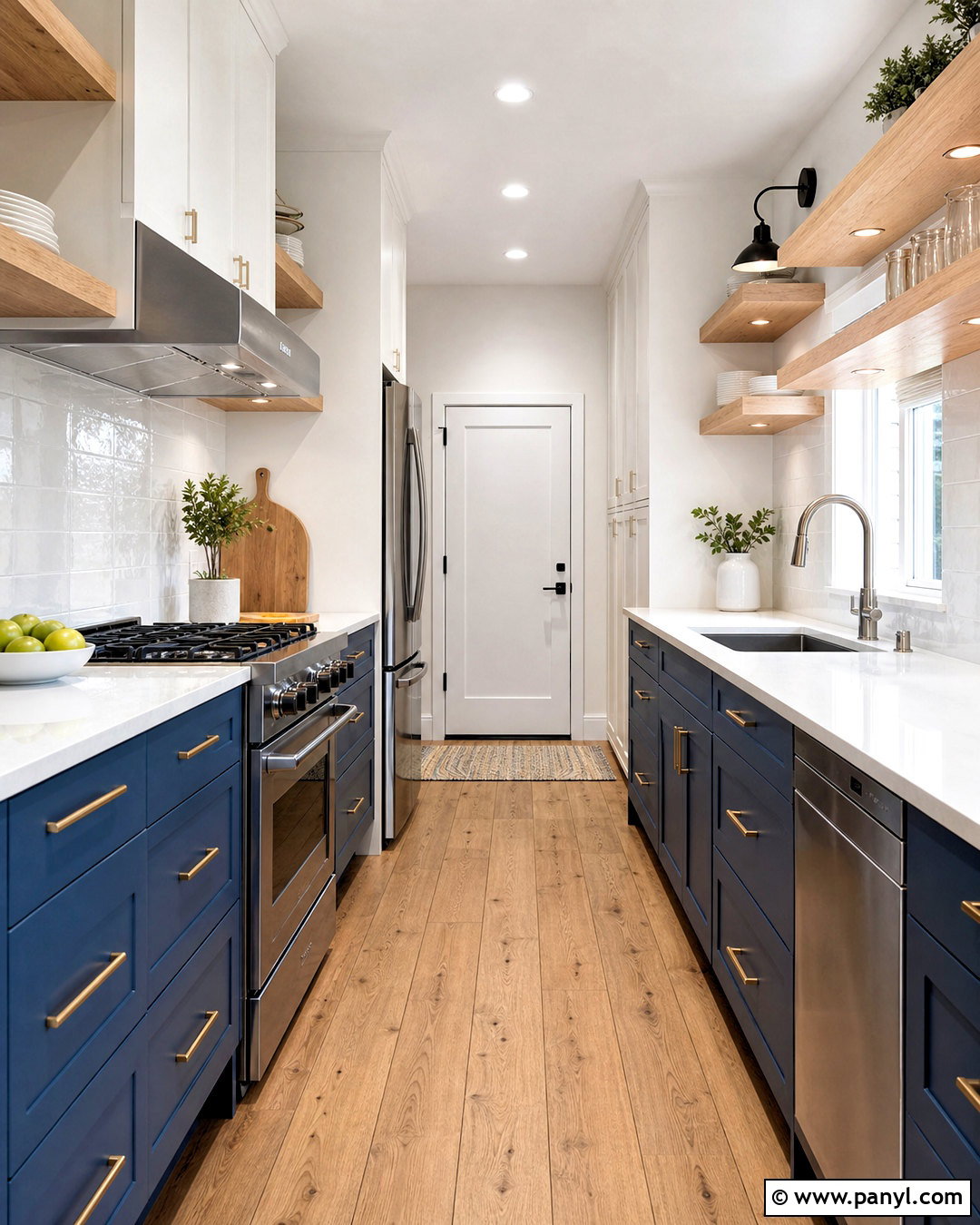 Blue Galley Kitchen - 20 blue kitchen inspiration ideas