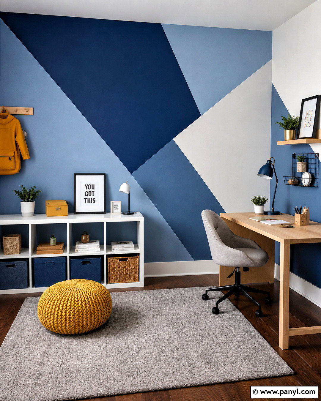Blue Geometric Accent Wall - 40 Blue Accent Wall Ideas