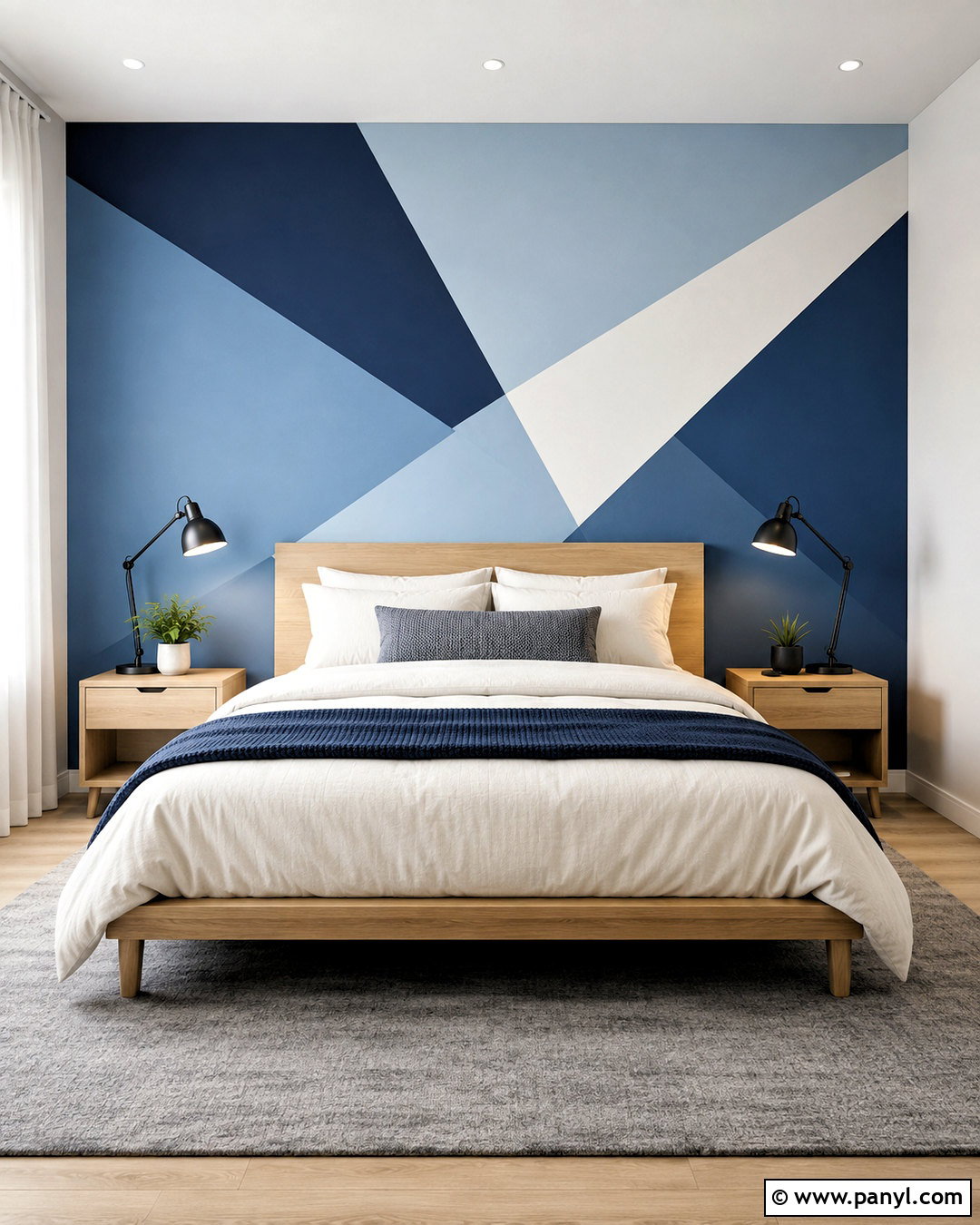Blue Geometric Accent Wall - 20 blue accent walls