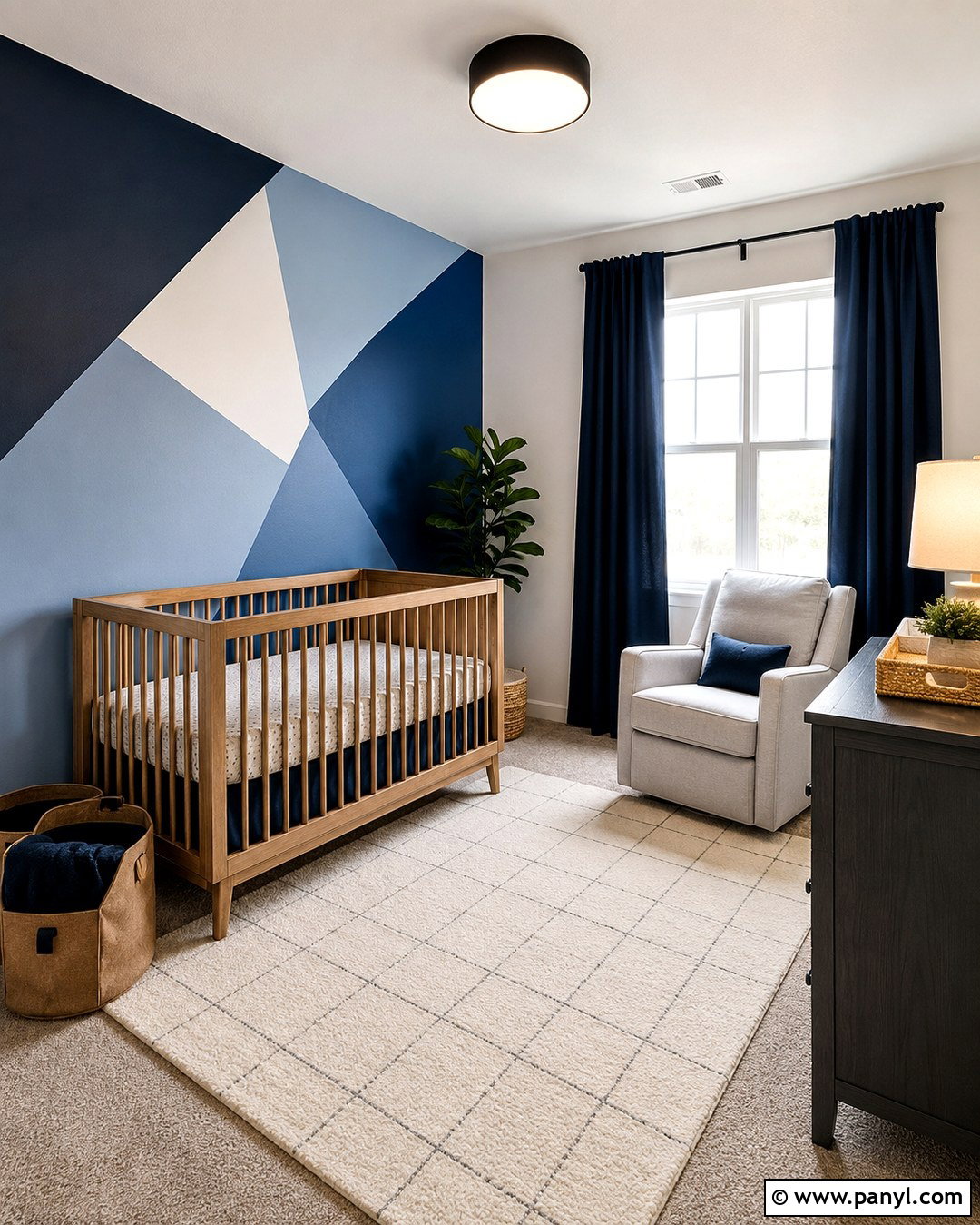 Blue Geometric Accent Wall Nursery - 20 Blue Accent Wall Nursery Baby Boy Ideas