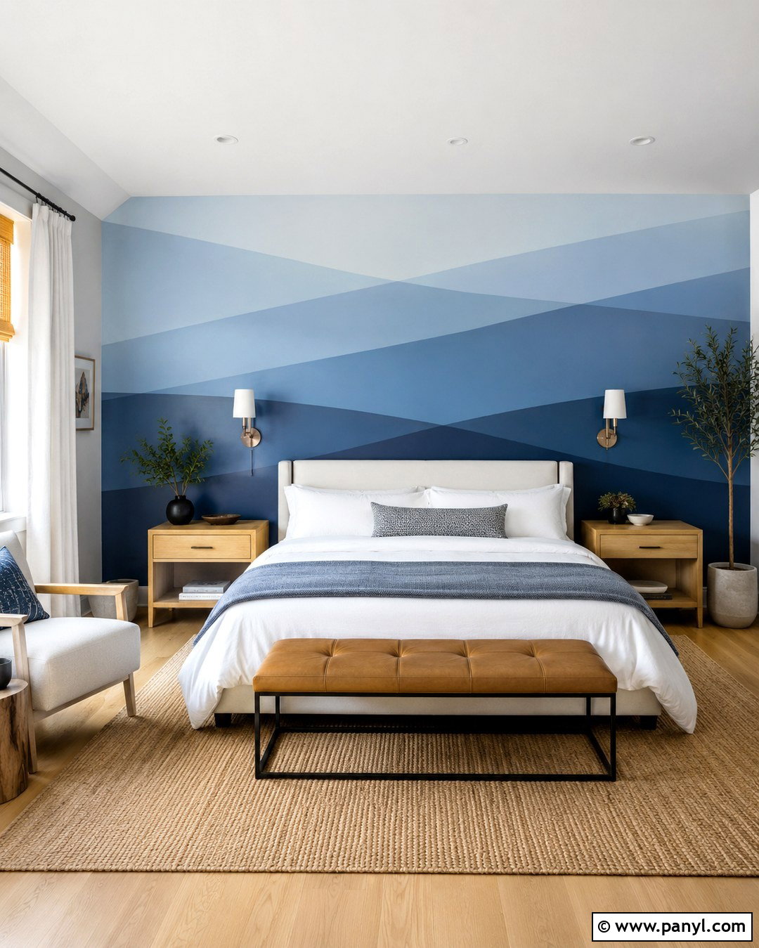 Blue Geometric Ombre Wall - 20 Modern Geometric Wall Paint Ideas