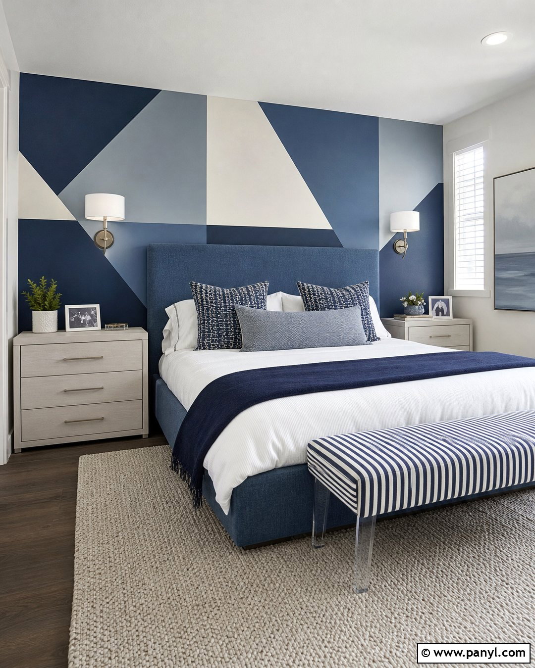 Blue Geometric Wall Pattern - 35 geometric wall paint patterns