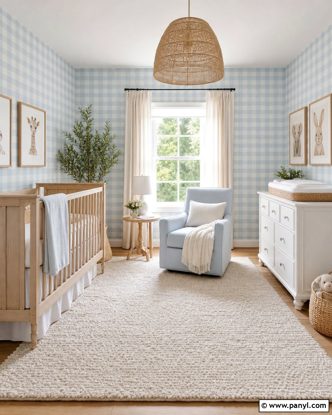 Blue Gingham Painted Nursery Walls - 30 Gingham Painted Walls