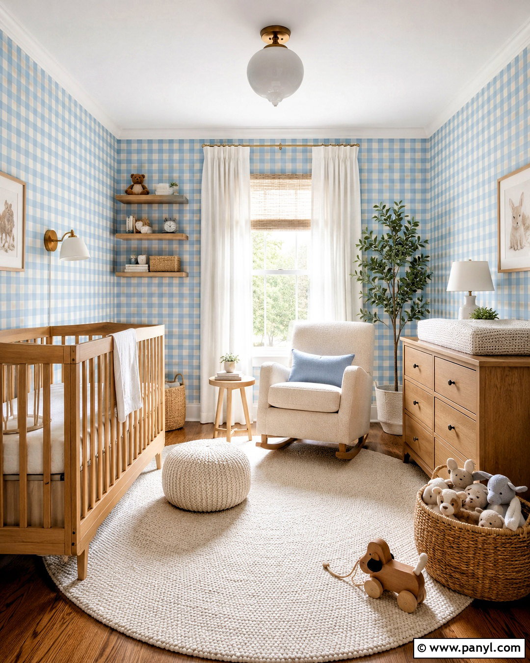 Blue Gingham Wallpaper Nursery - 20 cute checkered wallpaper ideas