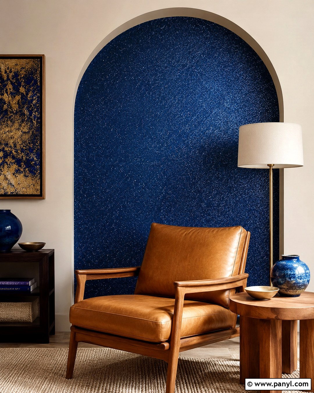 Blue Glitter Arch Living Room Wall - 20 Blue Glitter Wall Paint Ideas