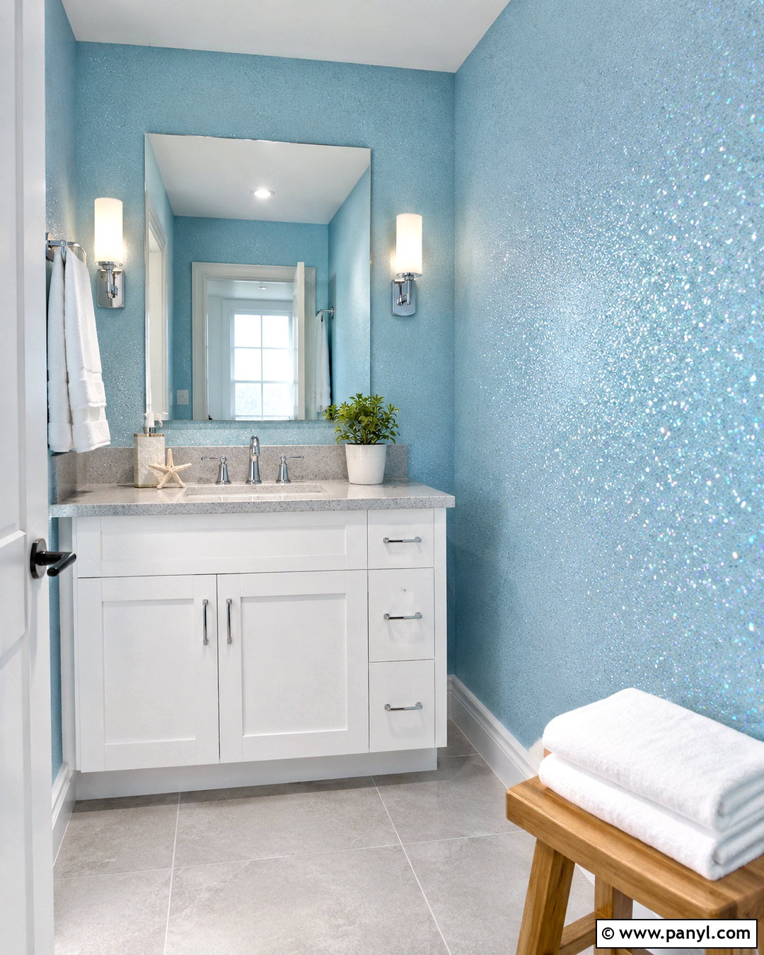 Blue Glitter Wall Bathroom Vanity - 20 diy glitter paint for walls
