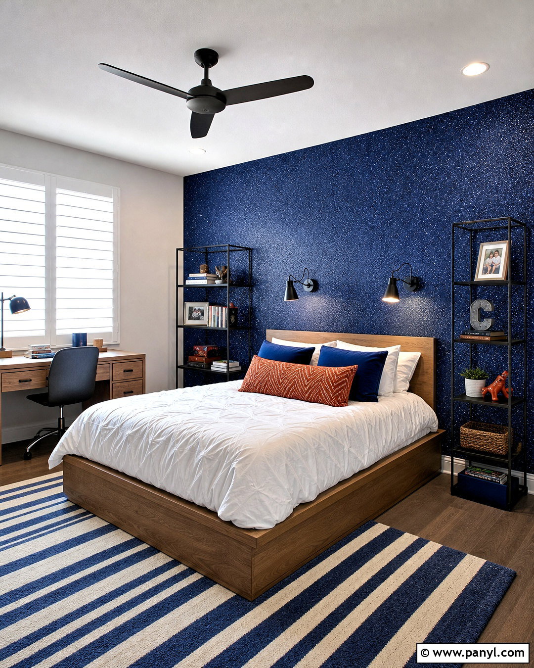 Blue Glitter Wall Teen Bedroom - 20 glitter walls