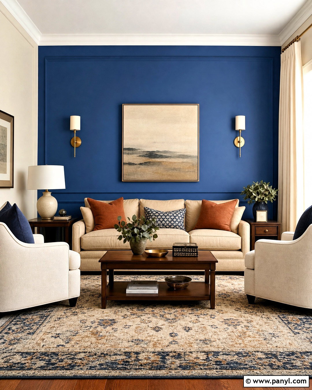 Blue Glory And Pale Ivory Living Room - 20 asian paints royale living rooms colour ideas