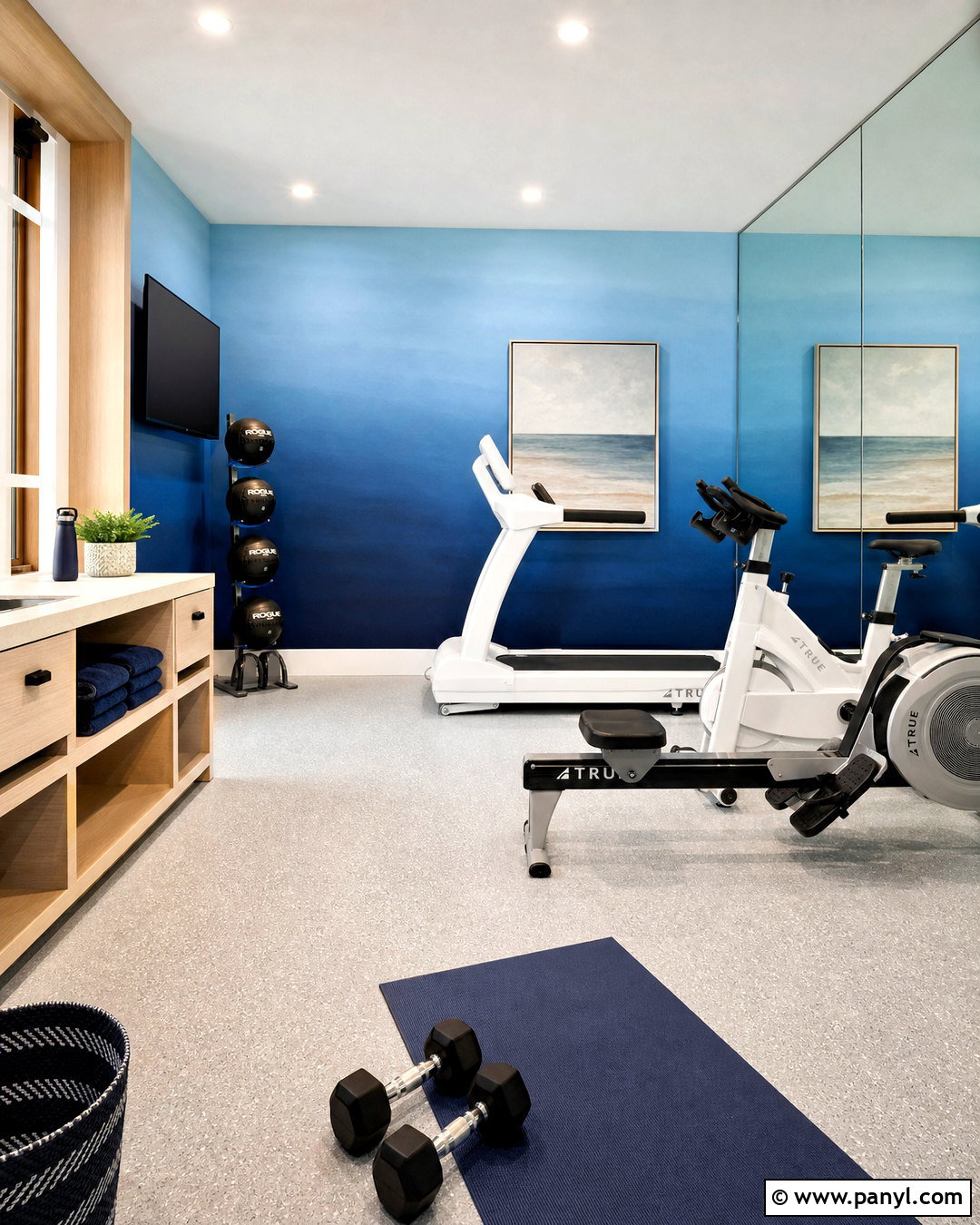 Blue Gradient Gym Wall - 20 gym wall painting ideas