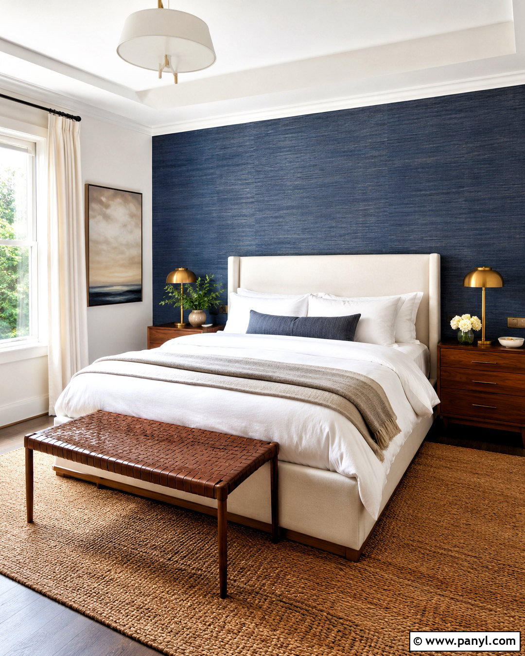 Blue Grasscloth Accent Wall - 40 Blue Accent Wall Ideas