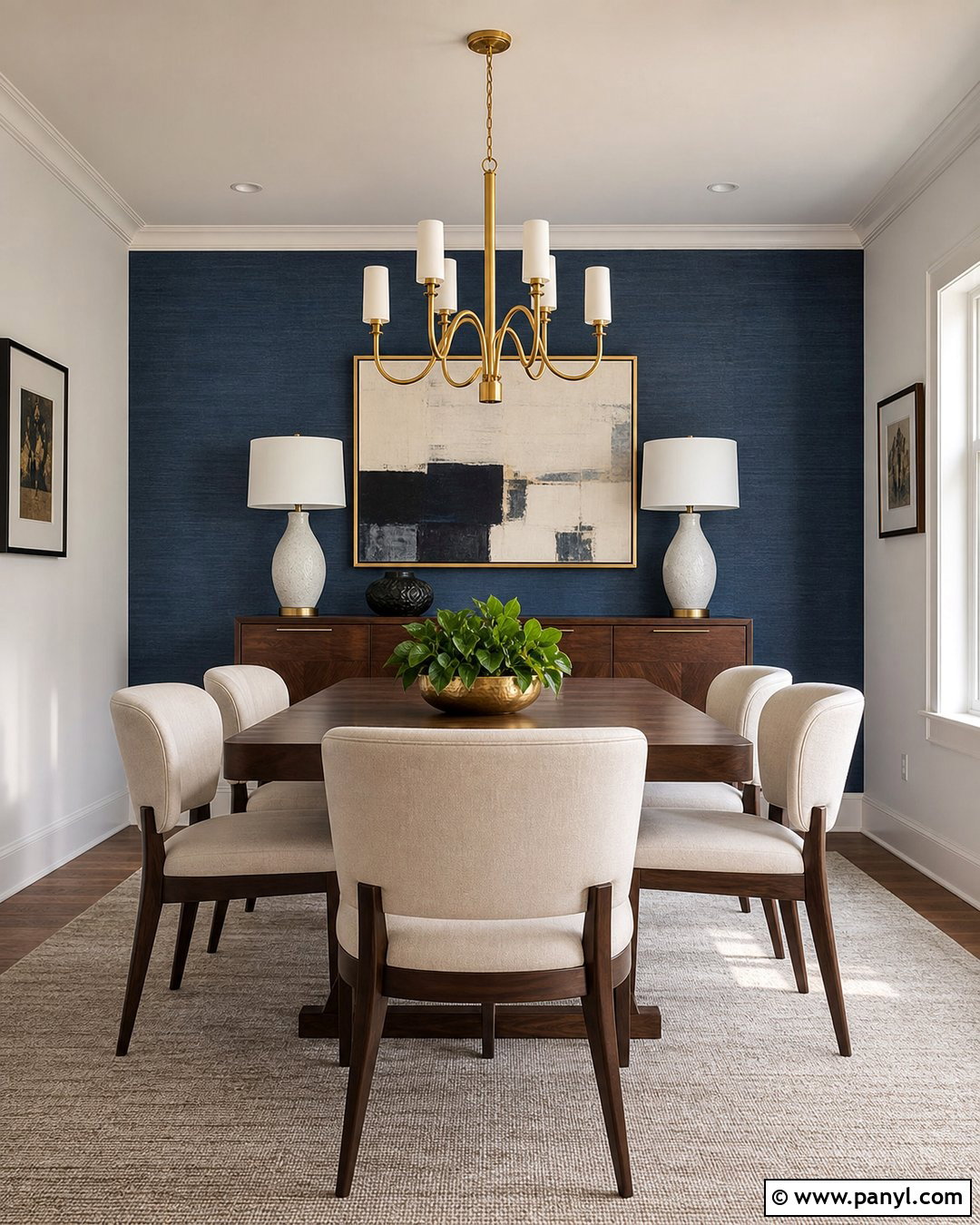 Blue Grasscloth Dining Room Feature Wall - 35 blue feature wall ideas