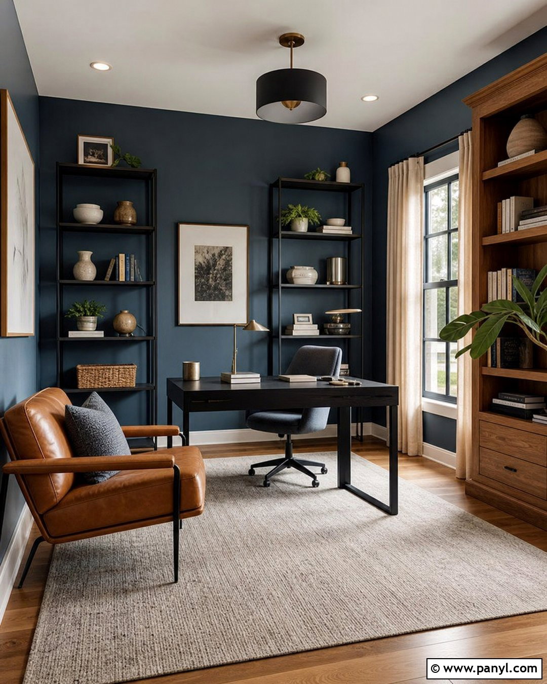 Blue Gray Accent Wall Study Room - 20 Blue Accent Wall Study Room Ideas