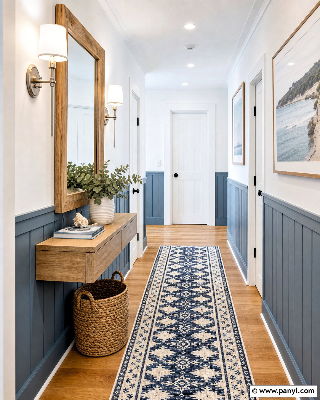 Blue Gray And Bright White Hallway - 20 two tone hallway ideas