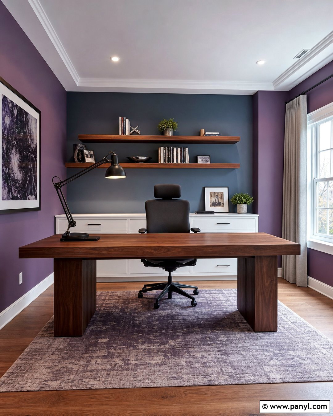 Blue Gray And Muted Violet Home Office Walls - 25 Blue And Purple Wall Paint Ideas